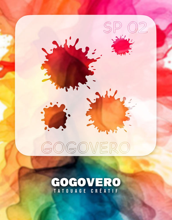 Pochoirs en Mylar reprseétant des éclabloussures de différentes grosseurs