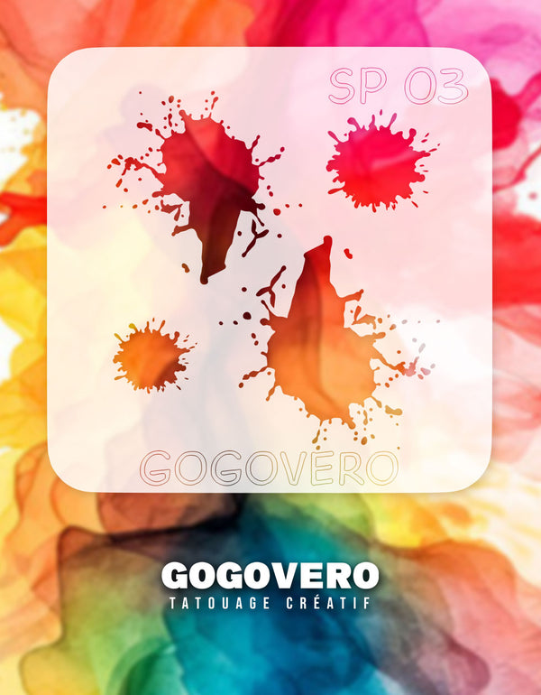 Pochoirs en Mylar représentant des éclabloussures de différentes grosseurs