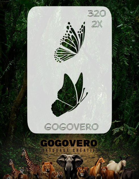 Pochoir en Mylar  représentant un majestueux papillon déployant ces ailes