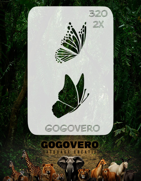 Pochoir en Mylar  représentant un majestueux papillon déployant ces ailes