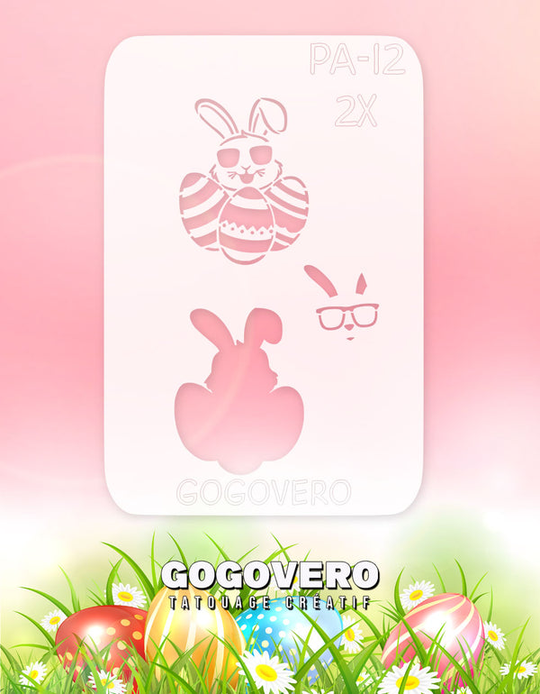 Pochoir en Mylar Lapin et ses cocos de Pâques